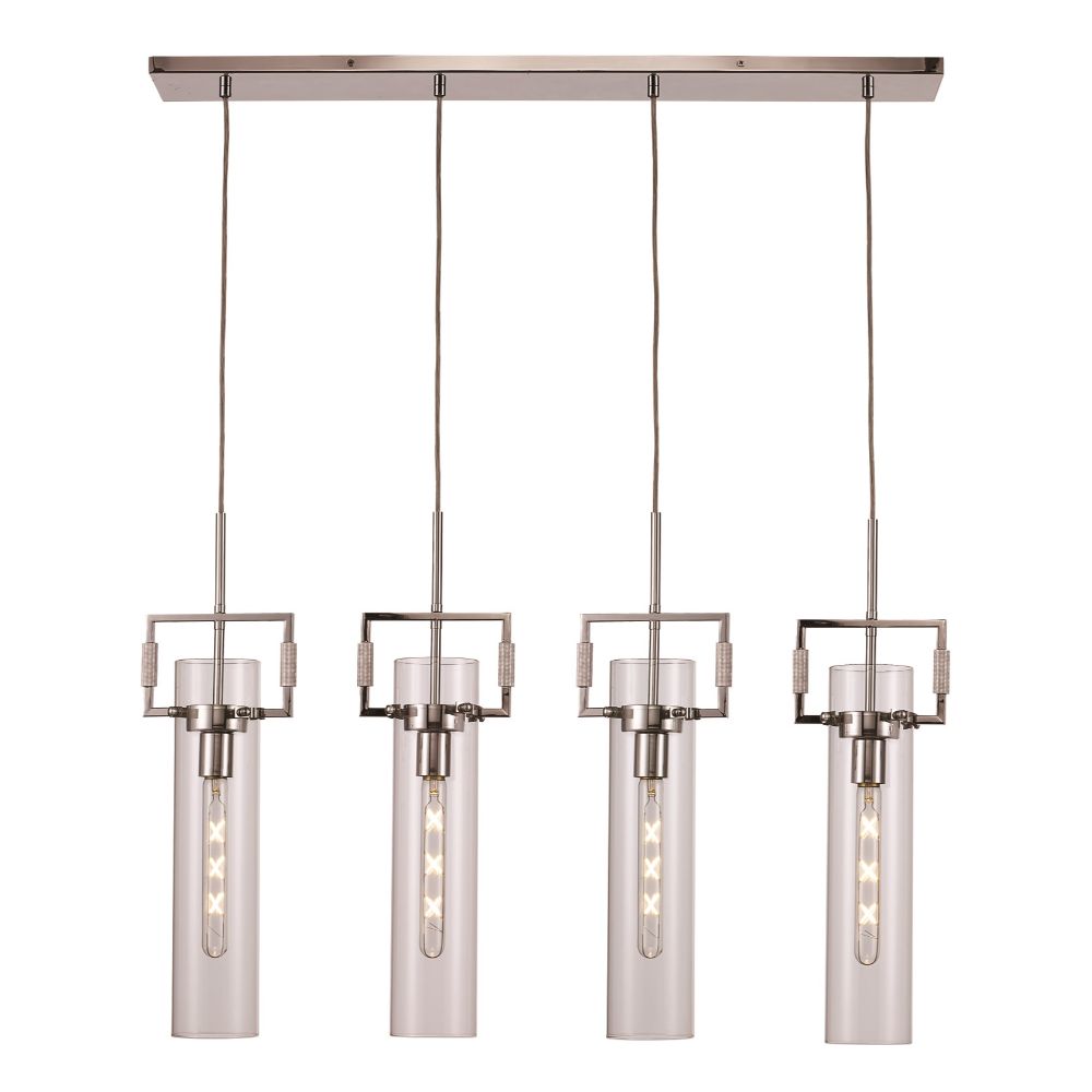 Trans Globe Lighting PND-2156 PC Mie 4 Light Linear Pendant Tube Clear in Polished Chrome